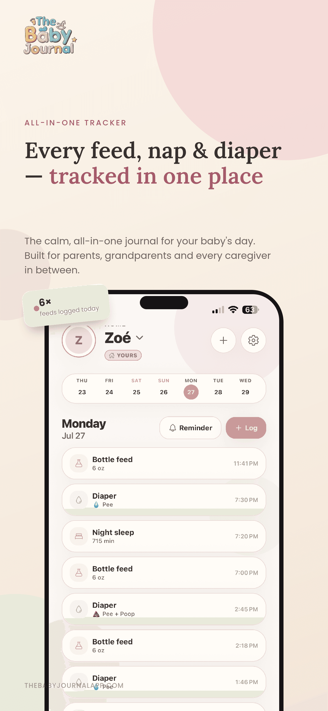 Preview of The Baby Journal baby tracker app